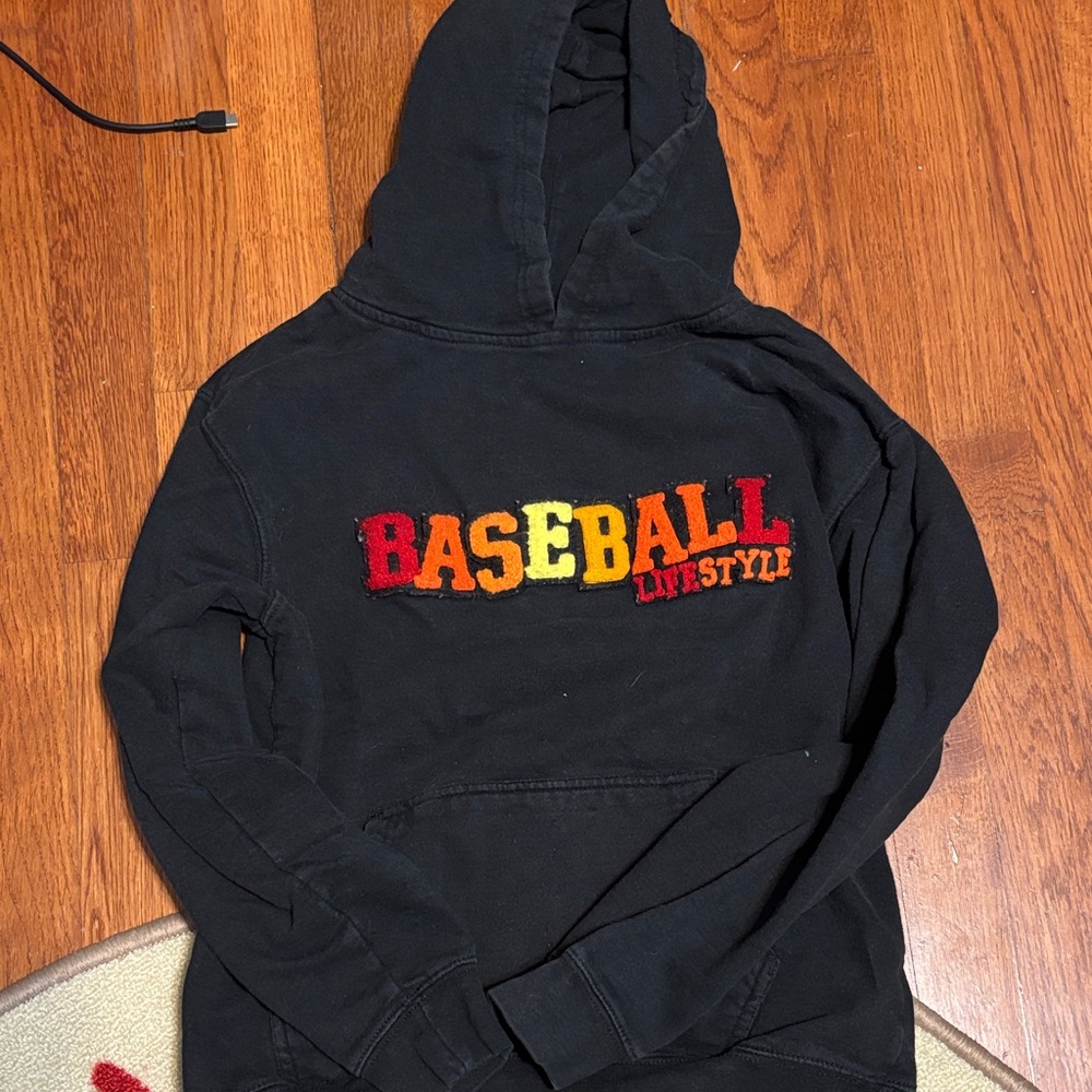 Baseball Lifestyle Black Hoodie for Kids